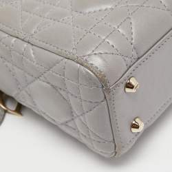 Pre Owned Dior Grey Cannage Quilted Leather Mini Lady Dior Bag