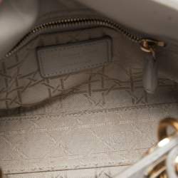 Pre Owned Dior Grey Cannage Quilted Leather Mini Lady Dior Bag