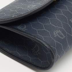 Dior Blue Honeycomb Coated Canvas and Leather Vintage Chain Clutch 