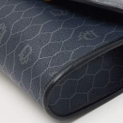 Dior Blue Honeycomb Coated Canvas and Leather Vintage Chain Clutch 