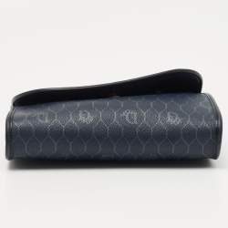 Dior Blue Honeycomb Coated Canvas and Leather Vintage Chain Clutch 