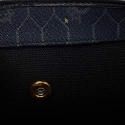 Dior Blue Honeycomb Coated Canvas and Leather Vintage Chain Clutch 