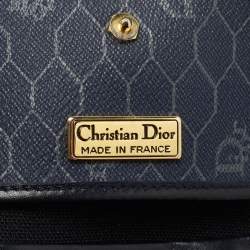 Dior Blue Honeycomb Coated Canvas and Leather Vintage Chain Clutch 