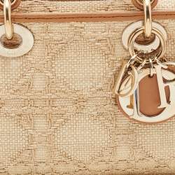Pre Owned Dior Beige/Brown Cannage Raffia and Leather Lady D-Joy Bag