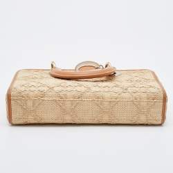 Pre Owned Dior Beige/Brown Cannage Raffia and Leather Lady D-Joy Bag