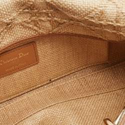 Pre Owned Dior Beige/Brown Cannage Raffia and Leather Lady D-Joy Bag