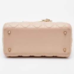 Pre Owned Dior Beige Cannage Leather Medium Lady Dior Tote