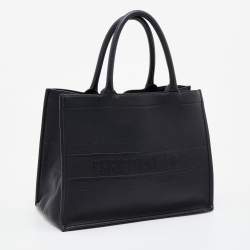 Pre Owned Dior Black Embossed Leather Medium Book Tote