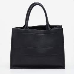 Pre Owned Dior Black Embossed Leather Medium Book Tote