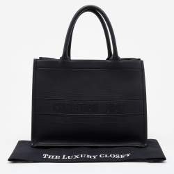 Pre Owned Dior Black Embossed Leather Medium Book Tote