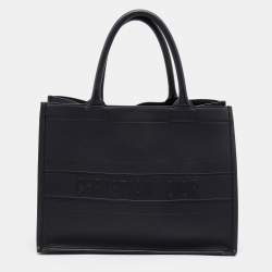 Pre Owned Dior Black Embossed Leather Medium Book Tote