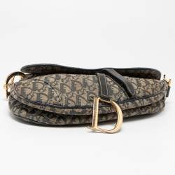 Dior Blue Oblique Denim and Leather Saddle Bag