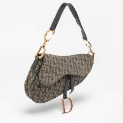 Dior Blue Oblique Denim and Leather Saddle Bag