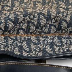 Dior Blue Oblique Denim and Leather Saddle Bag