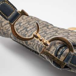 Dior Blue Oblique Denim and Leather Saddle Bag