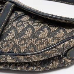Dior Blue Oblique Denim and Leather Saddle Bag