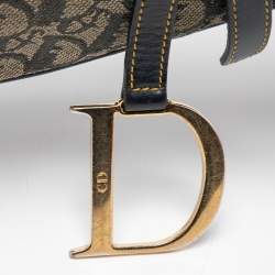 Dior Blue Oblique Denim and Leather Saddle Bag