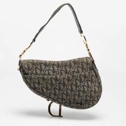 Dior Blue Oblique Denim and Leather Saddle Bag
