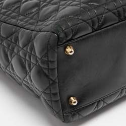 Dior Black Cannage Leather Large Lady Dior Tote