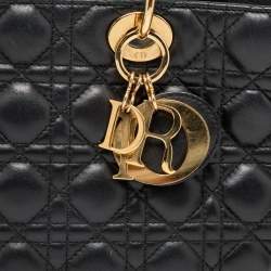 Dior Black Cannage Leather Large Lady Dior Tote