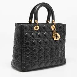 Dior Black Cannage Leather Large Lady Dior Tote