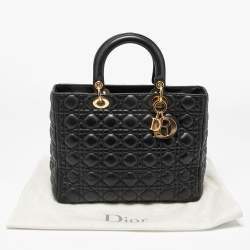 Dior Black Cannage Leather Large Lady Dior Tote