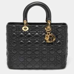 Dior Black Cannage Leather Large Lady Dior Tote