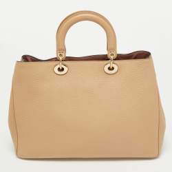 Pre Owned Dior Beige Leather Large Diorissimo Shopper Tote