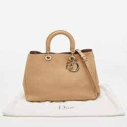 Pre Owned Dior Beige Leather Large Diorissimo Shopper Tote