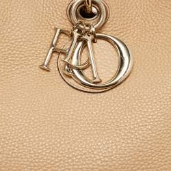 Pre Owned Dior Beige Leather Large Diorissimo Shopper Tote
