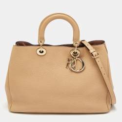 Pre Owned Dior Beige Leather Large Diorissimo Shopper Tote