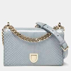 Dior Blue Snakeskin Diorama Flap Shoulder Bag