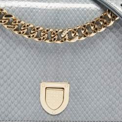 Dior Blue Snakeskin Diorama Flap Shoulder Bag