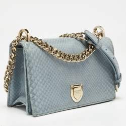 Dior Blue Snakeskin Diorama Flap Shoulder Bag