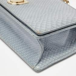 Dior Blue Snakeskin Diorama Flap Shoulder Bag