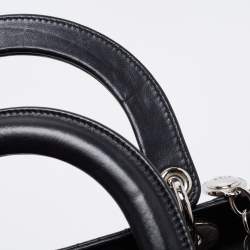 Pre Owned Dior Black Cannage Leather Medium Lady Dior Tote