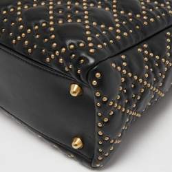 Dior Black Studded Cannage Leather Supple Lady Dior Tote