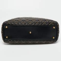 Dior Black Studded Cannage Leather Supple Lady Dior Tote
