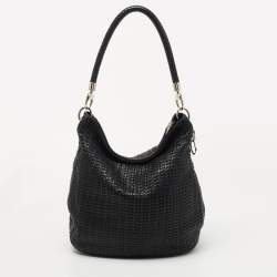 Pre Owned Dior Black Woven Leather hobo