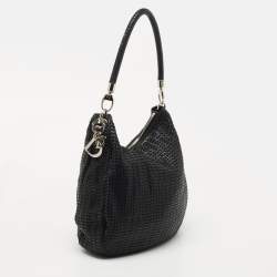 Pre Owned Dior Black Woven Leather hobo