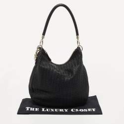 Pre Owned Dior Black Woven Leather hobo