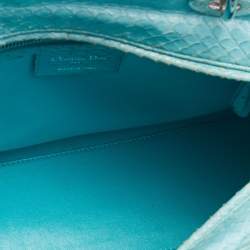 Pre Owned Dior Light Blue Python Leather Large Lady Dior Tote