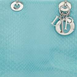 Pre Owned Dior Light Blue Python Leather Large Lady Dior Tote