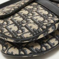 Pre Owned Dior Blue Diorissimo Canvas and Leather Mini Saddle Bag