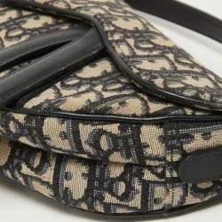 Pre Owned Dior Blue Diorissimo Canvas and Leather Mini Saddle Bag