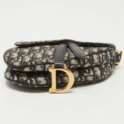 Pre Owned Dior Blue Diorissimo Canvas and Leather Mini Saddle Bag