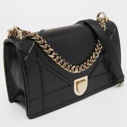 Pre Owned Dior Black Leather Medium Diorama Flap Shoulder Bag