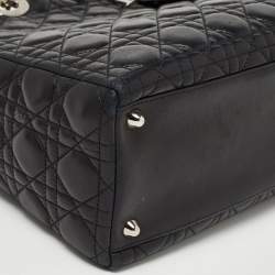 Pre Owned Dior Black Cannage Leather Large Lady Dior Tote