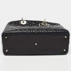 Pre Owned Dior Black Cannage Leather Large Lady Dior Tote