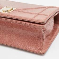 Dior Dark Beige Crackle Leather Medium Diorama Shoulder Bag